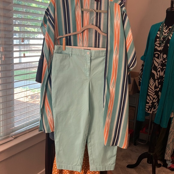 Talbots Women's Light Blue Cropped Chino Pants - Picture 2 of 9